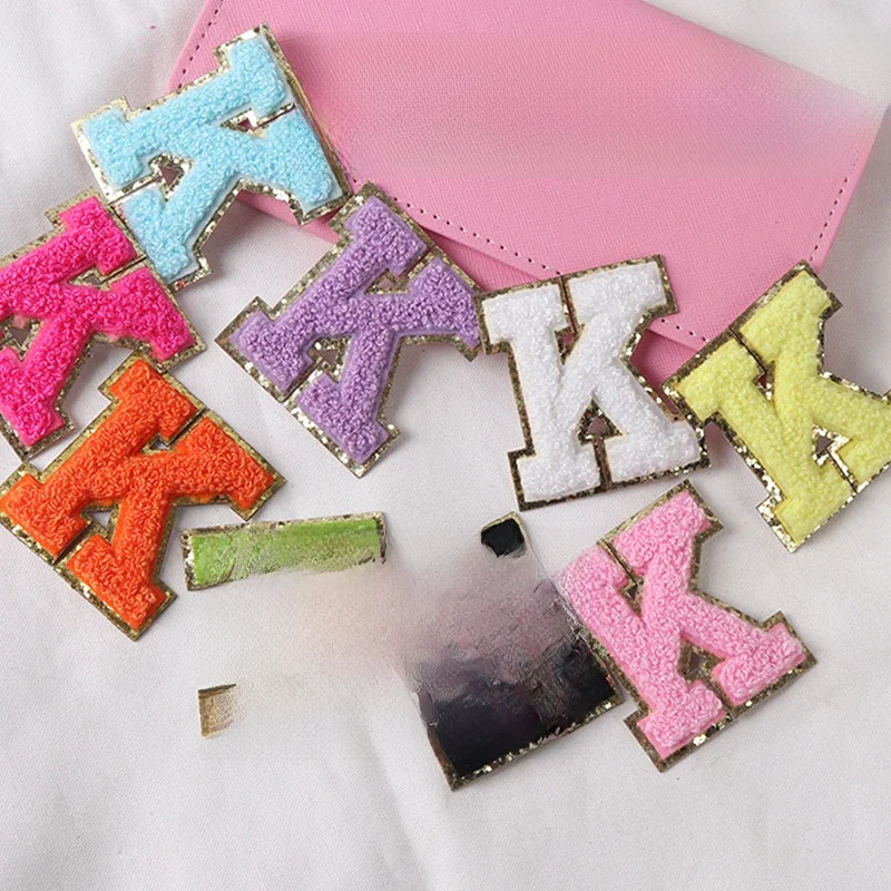 Patch brodé en Chenille avec lettres, 5.5cm, 1 pièce, A-Z lettres, pour sac de chemise