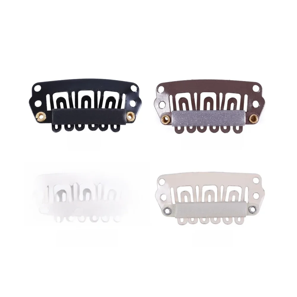 100 szt. 28mm typ U metalowe zatrzaski do peruk z silikonowym tyłem do przedłużania włosów/peruka/wątek peruka grzebień klipsy — zdjęcie 2