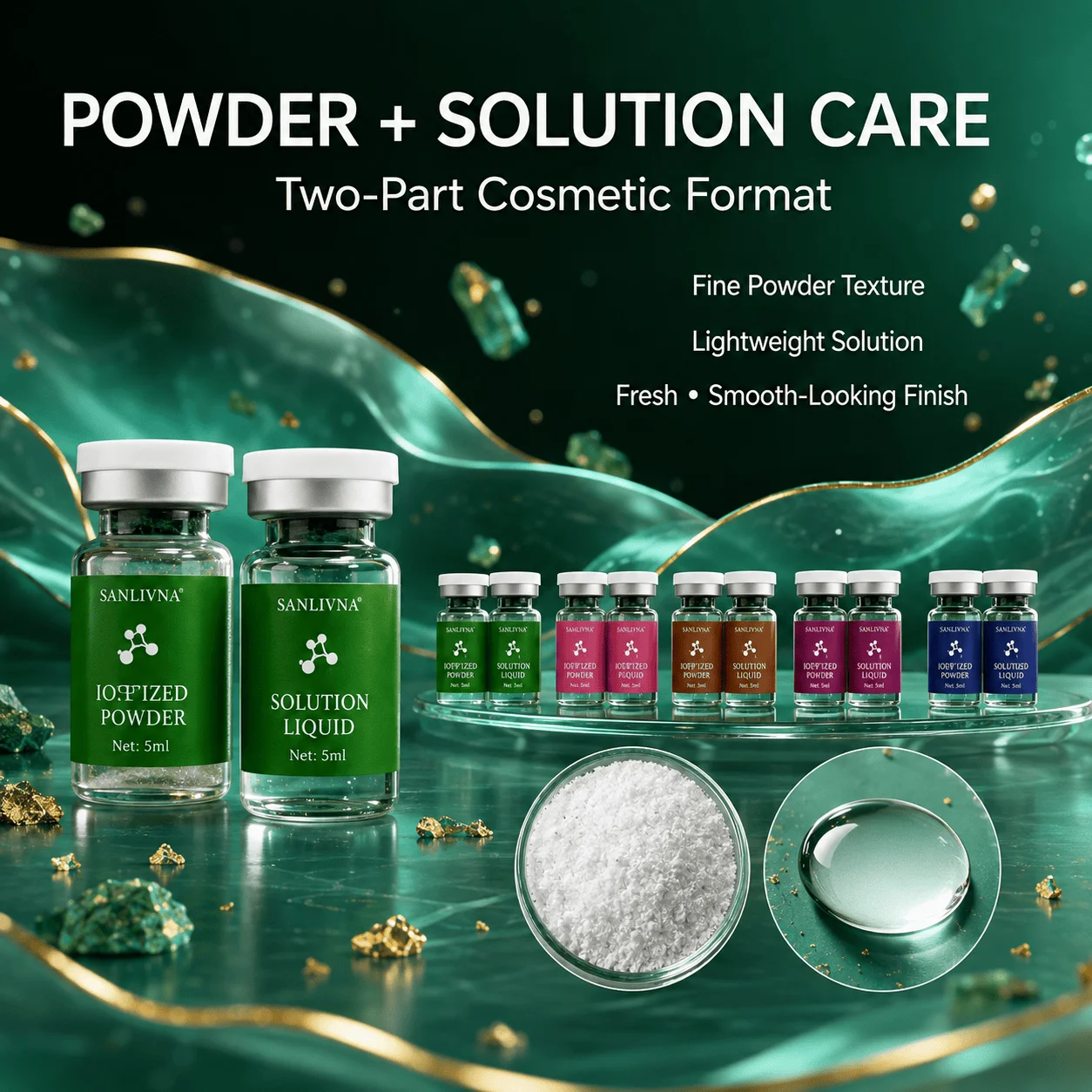SANENDI Algae Peeling Powder Facial Kit, Seaweed Sponge Spicule Powder & Solution, 10 Vials Moisturizing and Hydrating