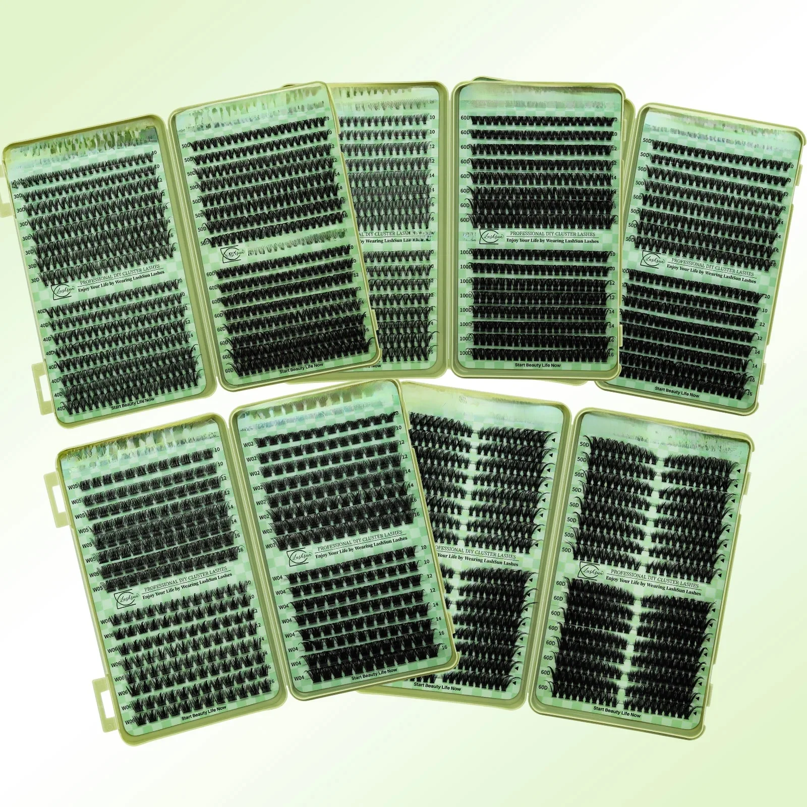 LASHSUN Lash Clusters książka DIY przedłużanie rzęs Clusters Lashes książka D Curl LASH Mega Volume pojedyncze rzęsy klaster rzęs — zdjęcie 2