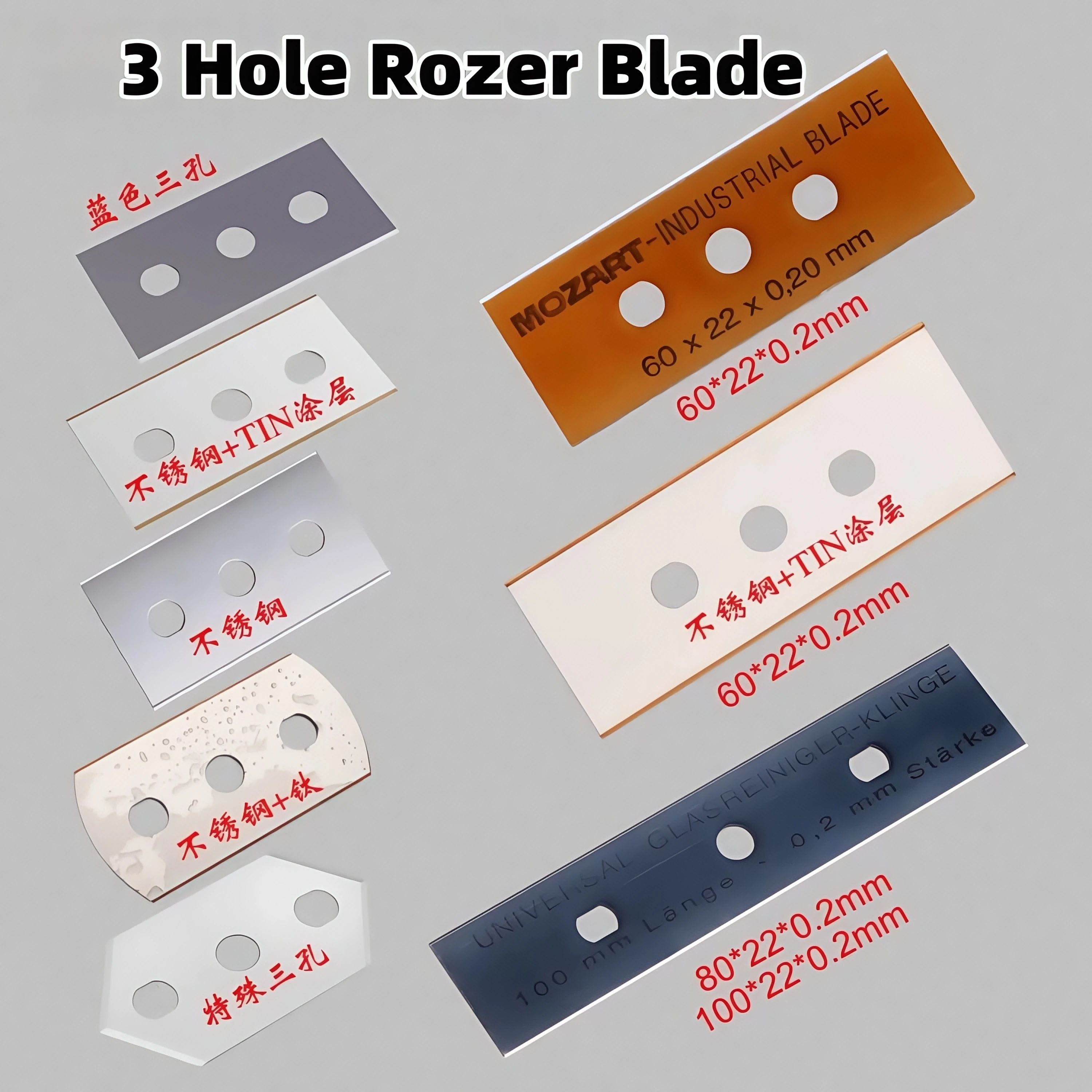 

3-hole blade SK2 Double Edge Industrial Plastic Film Slitting Blade Triple-Hole Carbon Steel Safety Razor with 3-Hole Design
