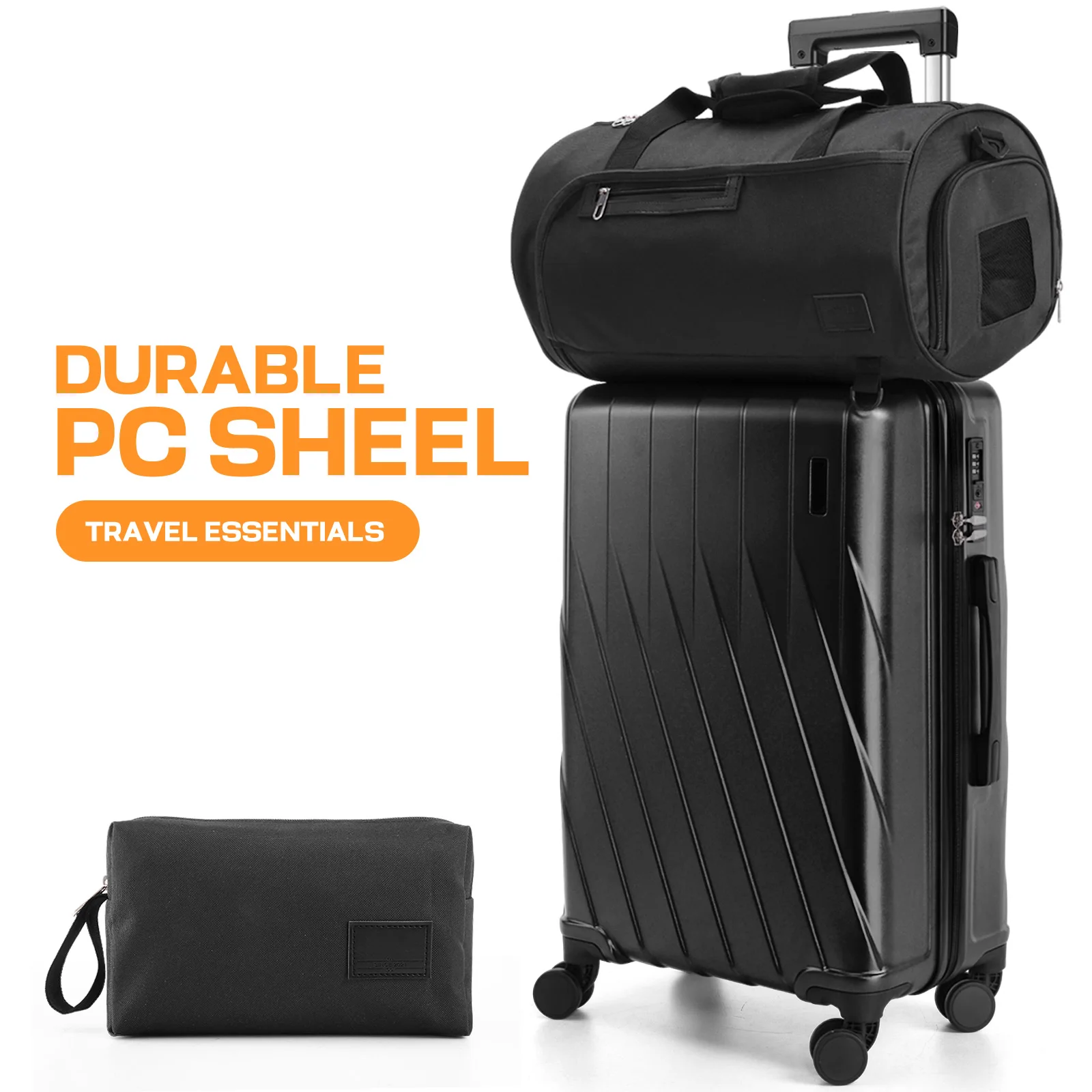 

3/5 шт., жесткий чемодан для ПК, дорожный чемодан с вращающимся колесом, замок TSA, 20/24/28 дюймов, чемодан, спортивная сумка для фитнеса, косметичка