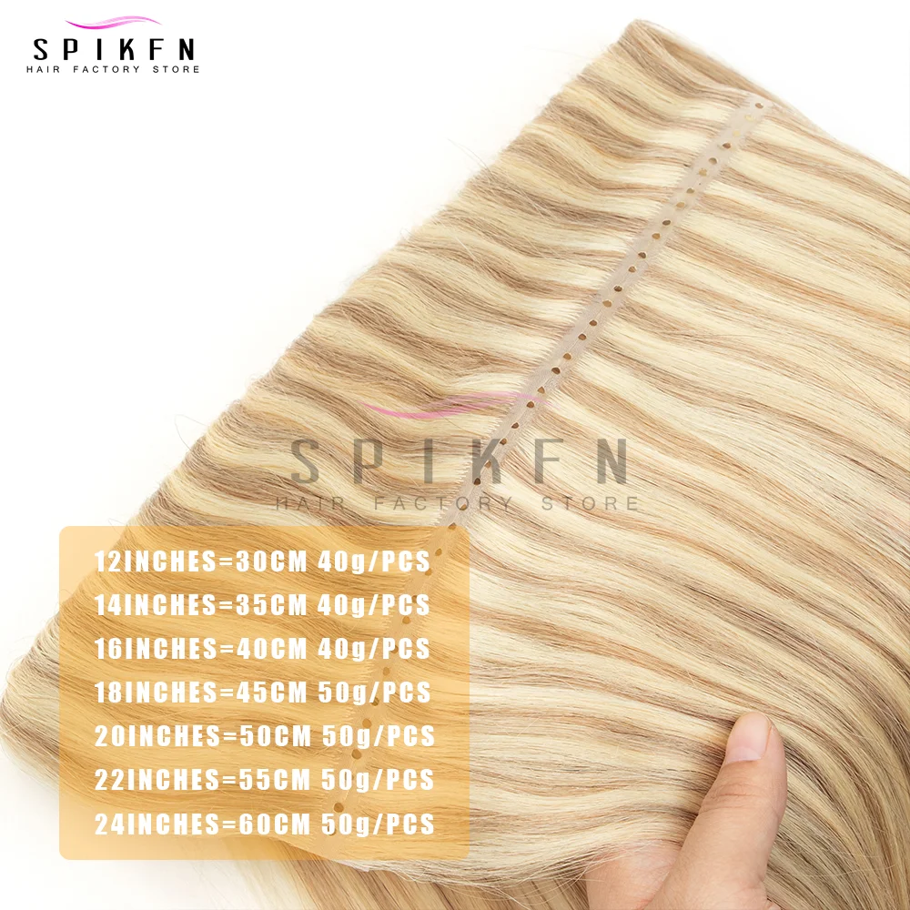 스피크펜 더블 인젝트 XO 홀 웨프트 인모 연장 마이크로 헤어 보이지 않는 트윈 탭 웨프트 헤어 내추럴 스트레이트 풀스루