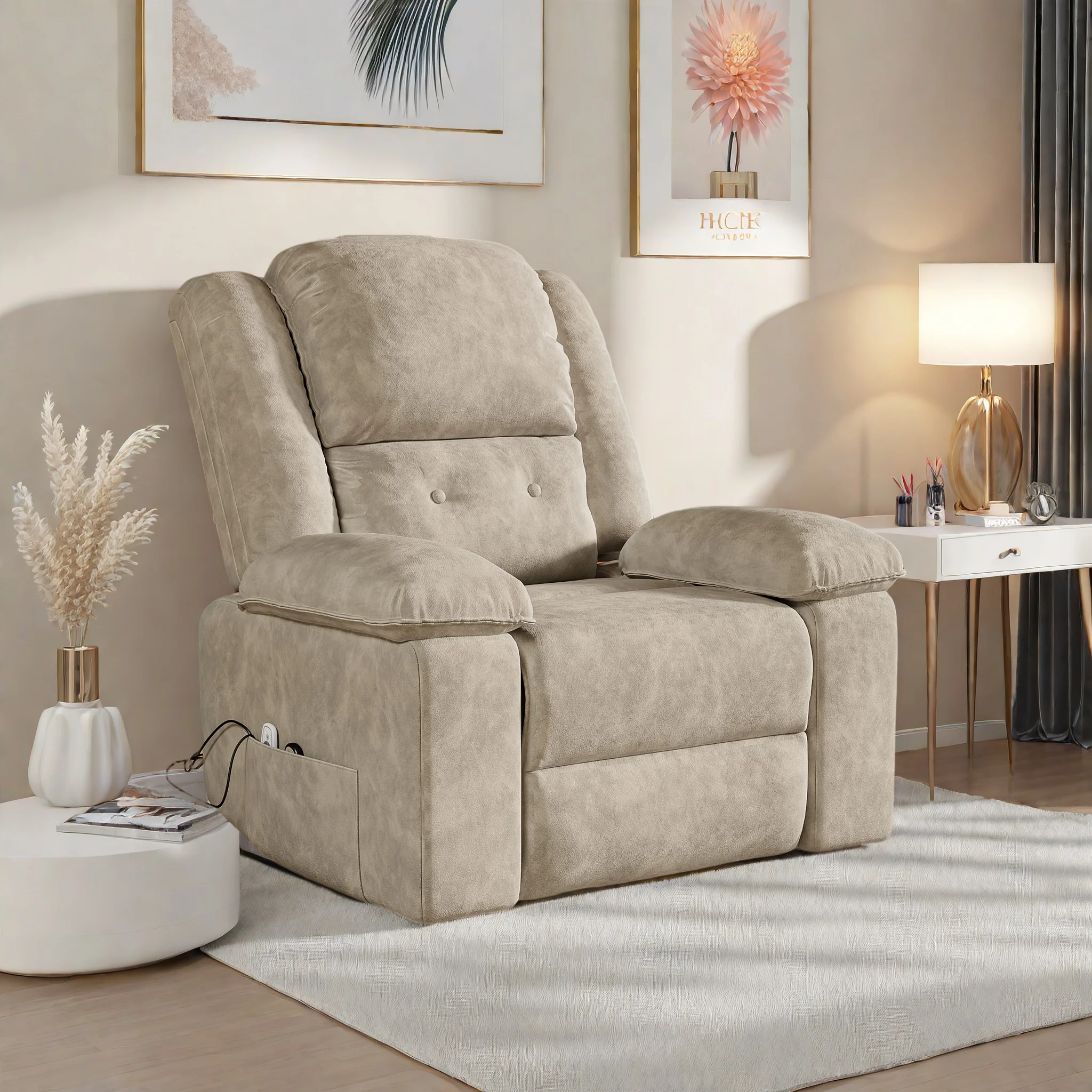 Fauteuil inclinable électrique, fauteuil avec massage et chauffage, fauteuil de massage rembourré pour la chambre, canapé inclin