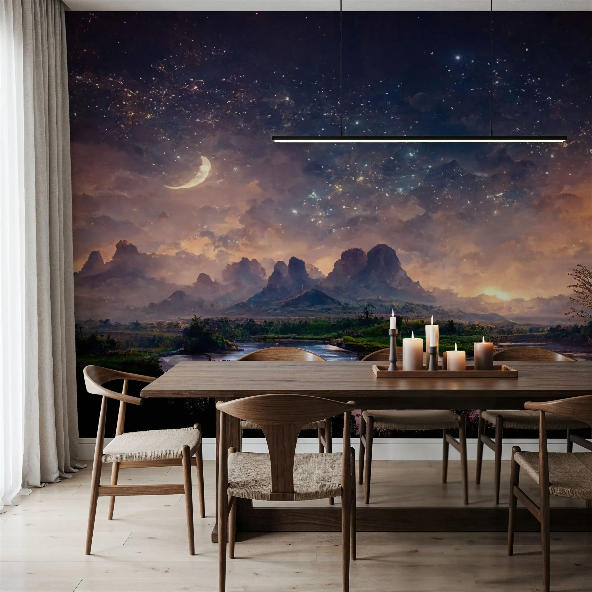 Magic Night Custom Wallpaper Wall Mural for Living Room