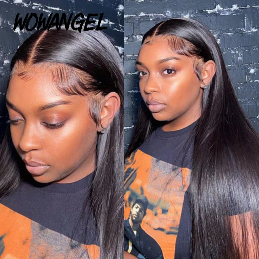 Wow Angel HD Lace Front Wigs 34inch Straight Melt Skins 13x6 HD Lace Front Human Hair Wigs Virgin Hair Pre Plucked Glueless