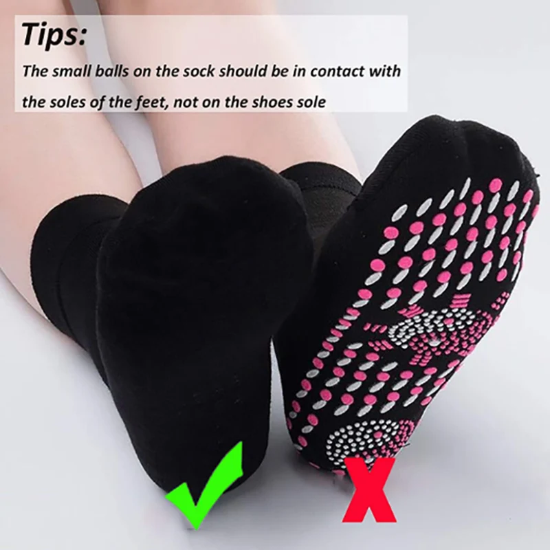 2Pairs/Set Winter Self-heating Health Care Socks Women Ski Sports Self Heated Massage Socks Breathable Massager Foot Care Socks