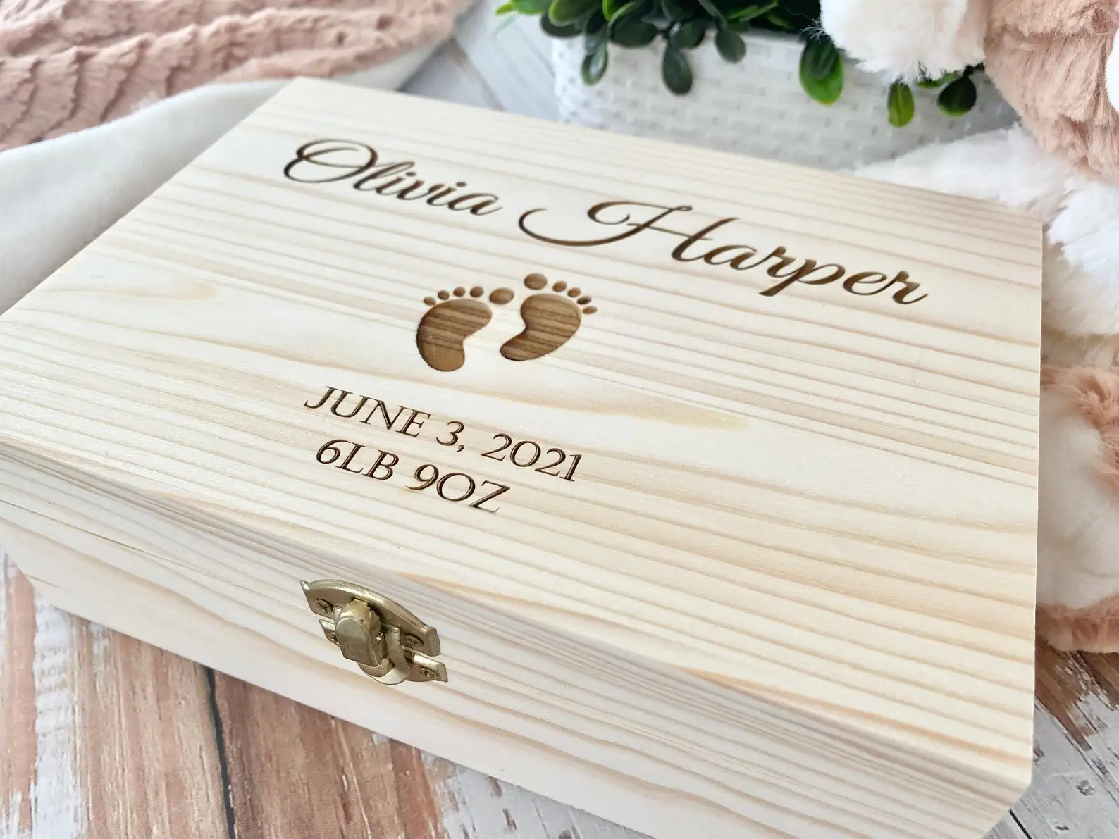 Personalized Baby Keepsake Box, Engraved Memory Box for Kids, Nursery Decor, New Baby Gift For Newborn, Unique Baby Memory Box,