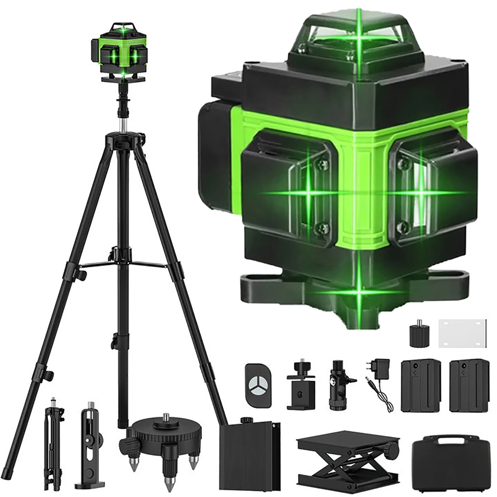 4D 16 Line Laser Level 3° 200 ft. Range IP54 Protection ±1/9 inch Accuracy Vertical Horizontal Laser Levels