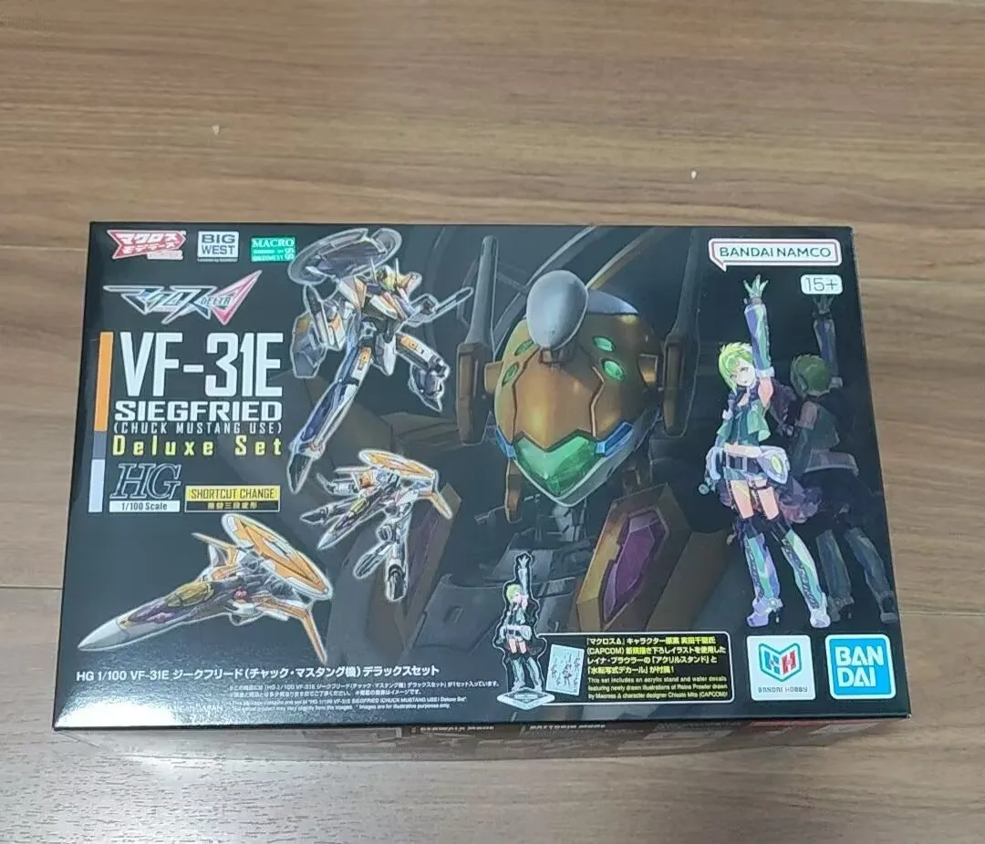 BANDAI HG 1/100 VF-31E Siegfried (Chuck Mustang Machine) Model Kit Anime Fighter Assembly Model Anime Action Figure Toy