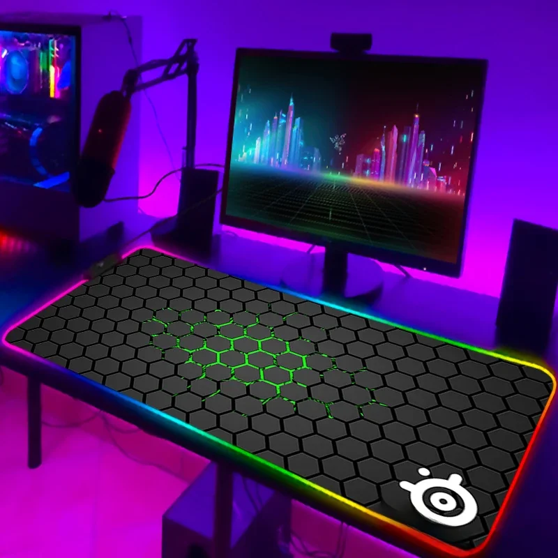 Backlit RGB Gaming Mouse Pad, Steelseries Laptop Mat, Teclado Gamer, Girl Table Pads, Deskpad, Cs