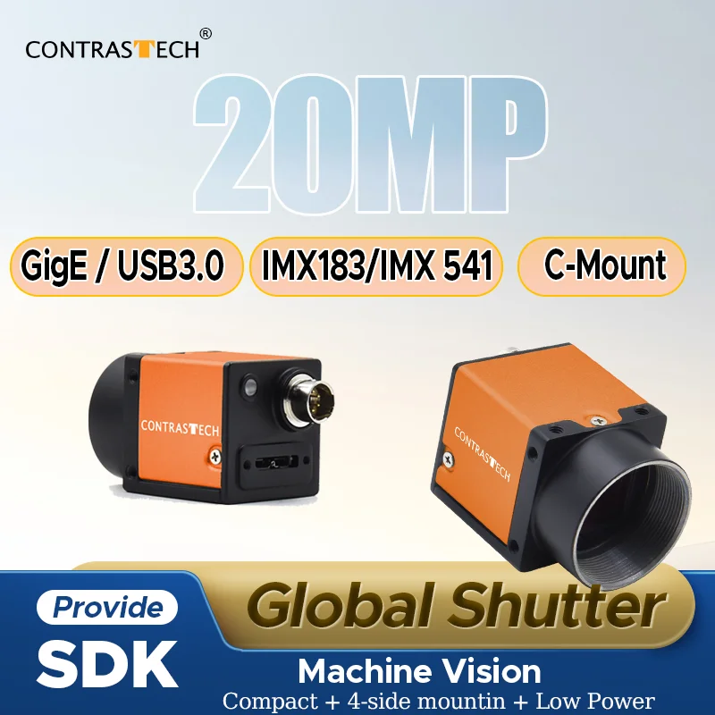 

Промышленная камера CONTRASTECH 20 МП IMX541 IMX183 GigE USB3.0 с глобальным затвором, высоким разрешением для систем машинного зрения (AOI)