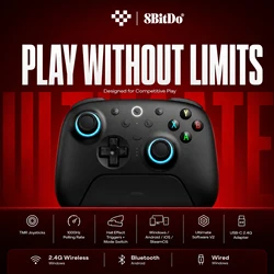 8BitDo New Ultimate 2 Wireless, TMR Joysticks & Hall Effect Triggers Controller with Charging Dock for PC,Windows 10,11,Android