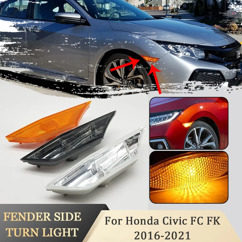 For Honda Civic FC FK 2016 2017 2018 2019 2020 2021 34350-TET-H01 34300-TET-H01 Side Markers Lens Blinker Original Parking Light