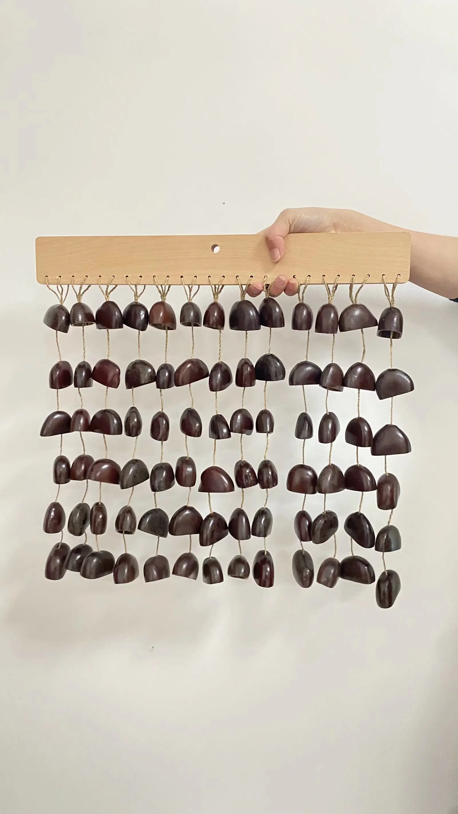 Natural Fruit Shell Wind Chime Panji Juju Kenari Seed Chime Soft Forest White Noise for Meditation & Sound Healing（No Stand)）