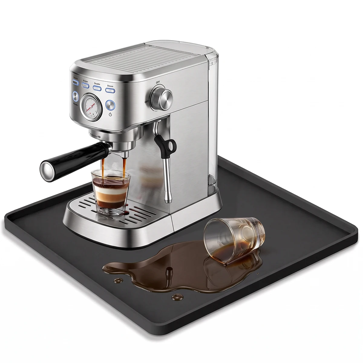 Silikon-Kaffeematte, 40x40cm Wasserdichte Hitzebeständige Bar-Matte für Espressomaschinen-Zubehör, Rutschfeste Geschirr-Abtropfmatte