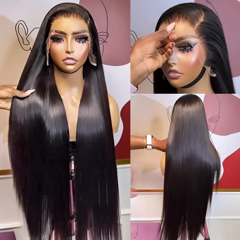 Wig rambut manusia depan renda HD lurus 13x6 untuk wanita Wig Frontal renda transparan pra pencabutan dengan rambut bayi warna Natural