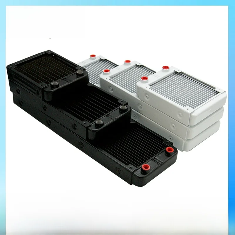 G1/4 ''aluminiowa chłodnica do komputera PC chłodzenie wodą obudowa komputera GPU procesor RAM chłodnica wentylator radiator 60/80/90/120/240/360mm czarny/biały — zdjęcie 2