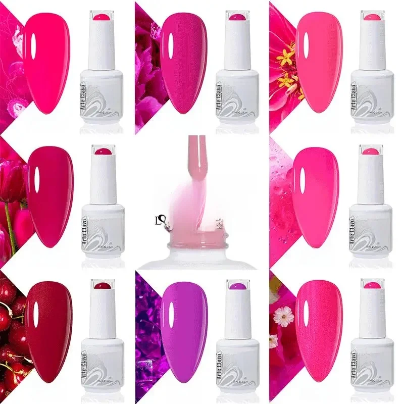 Arte Clavo Rose Red Kleur Serie 15 ml Gel Nagellak Hot Koop Langdurige Losweken Vernis Hybrid Nail Art top Bsae Maincure - afbeelding 2