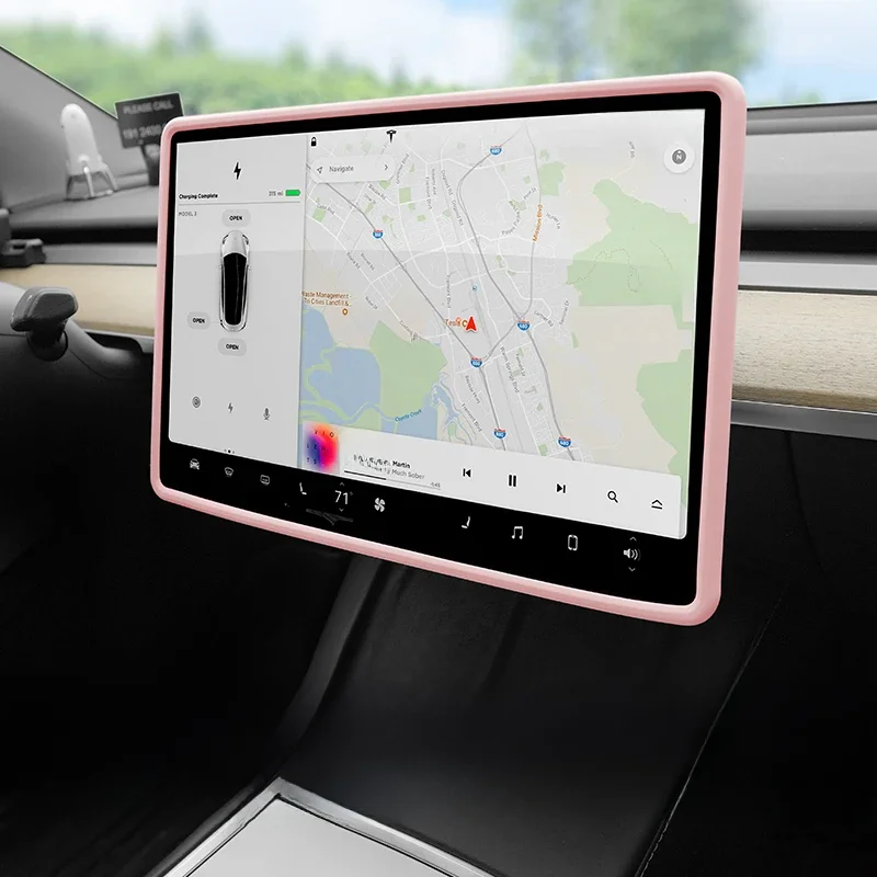 Protecteur d'écran pour Tesla modèle 3 Y Highland, cadre en Silicone, bord d'affichage, couverture du corps, accessoires de contrôle Central 2024 2023 2022