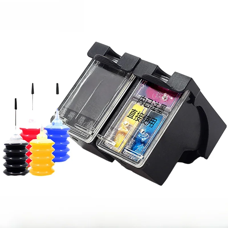 Cartouche d'encre rechargeable 664 XL 664XL, Compatible avec HP664, HP Deskjet 1115 2135 3635 2138 3636 3638 4535 4536 4538 4675 4676