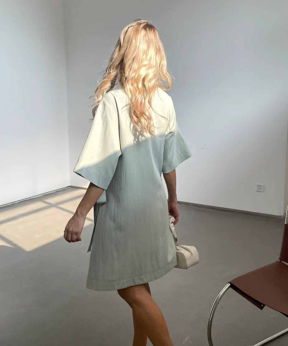 Mini robe décontractée en lin à manches courtes et col en V pour femmes, nouveau design, été, 2024