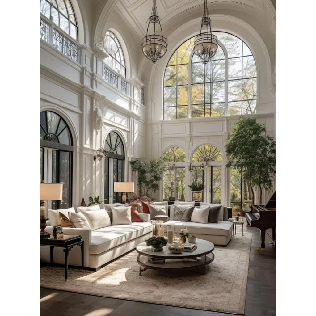 Custom villa 130 series aluminum alloy metal arched French casement window