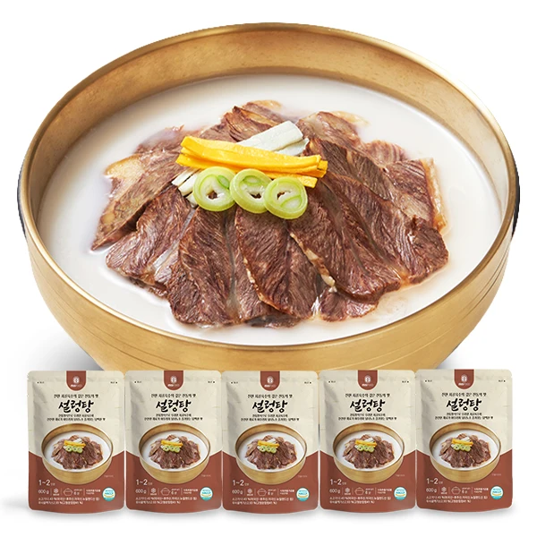 Seolleongtang 600g * 5 set M S Food Gomtang Bear soup Instant Cooking Camping Simple Mom Easy Taste Honbap Food