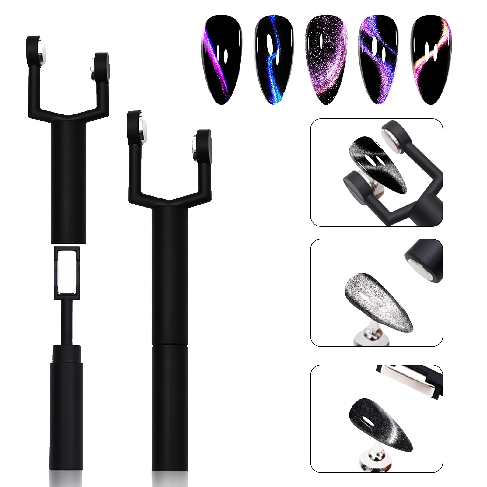 

Nail Magnet Tool, Y Shape Nail Magnet Pens for Nail Cat Eye Double Head UV Gel Polish Nail Art Tool Effect Manicure Magnet Stick