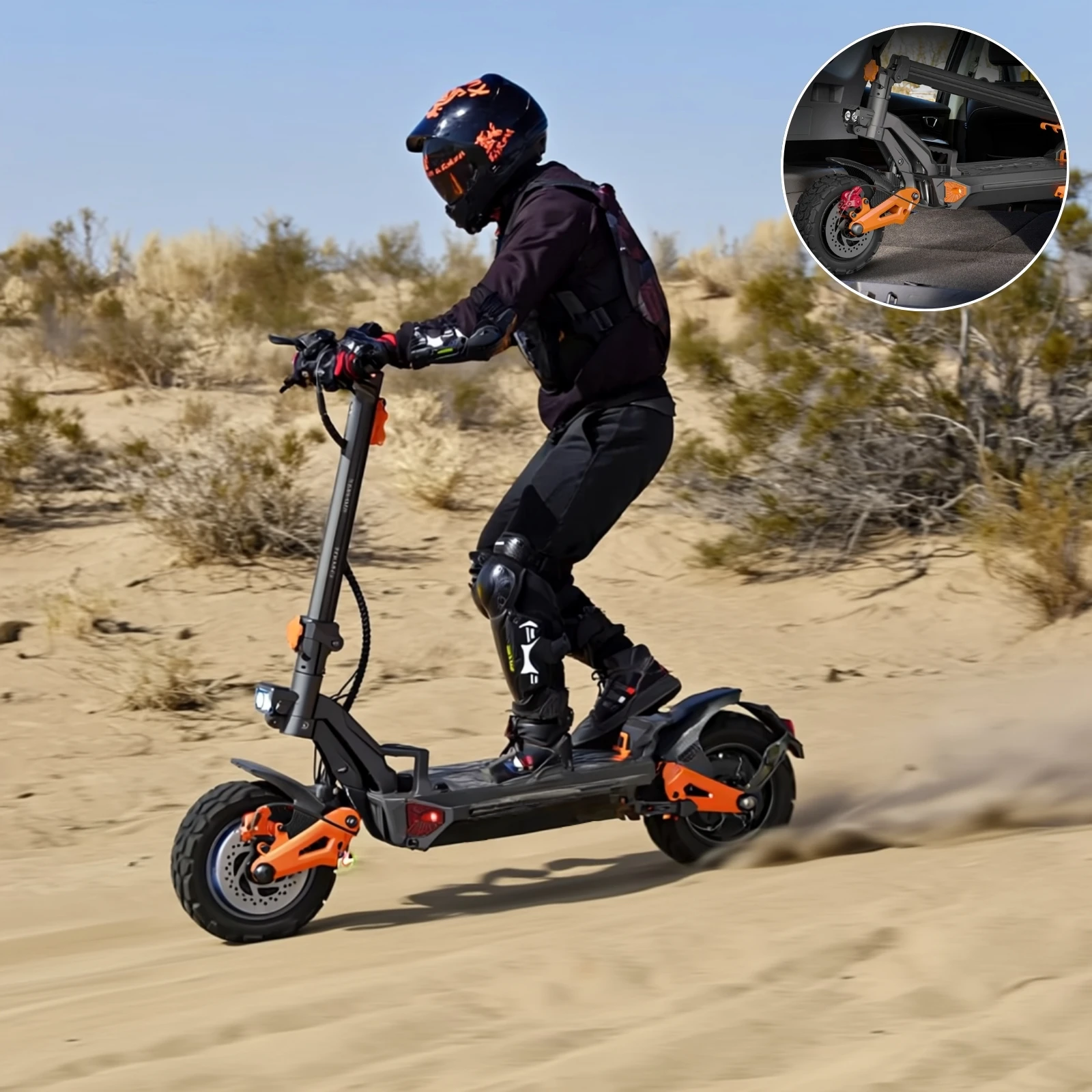 

H9 Foldable Off-Road Scooter, 3000W Dual Motors, 60V/30Ah, 11-Inch Off-Road Tubeless Tires, Dual Suspension