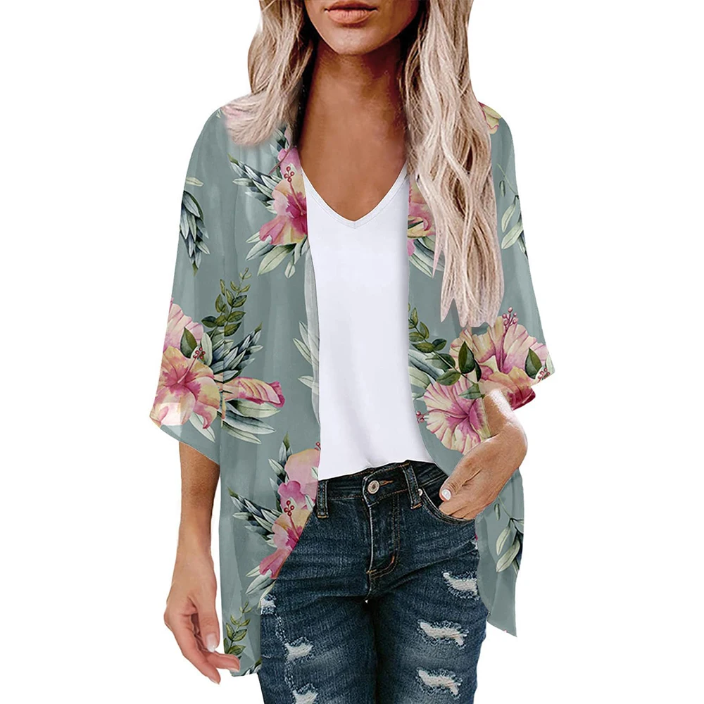 2023 New Summer V Neck Kaftan Beach Cover Up Summer Women Beachwear Cotton Tunic Oversize Bikini Cover-ups loose printed dress