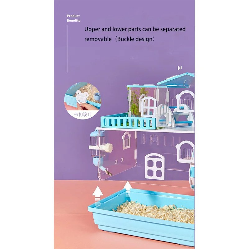 Acrylic Hamster Cage Transparent Villa Large Cage Assembly Various Styles Suitable for Small Pet Guinea Pig Rabbit Accessories