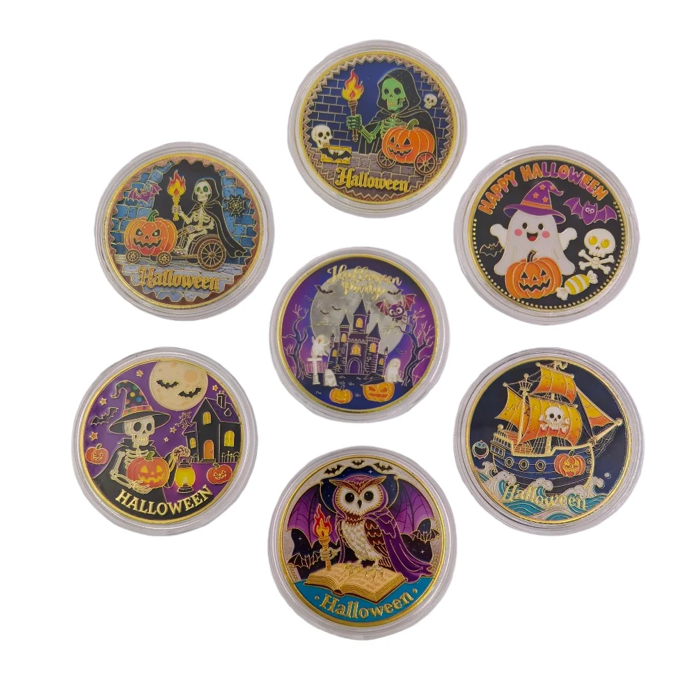 7 design Halloween Pumpkin Coin Elf Magic Metal Commemorative Coin Decoration Halloween Gift