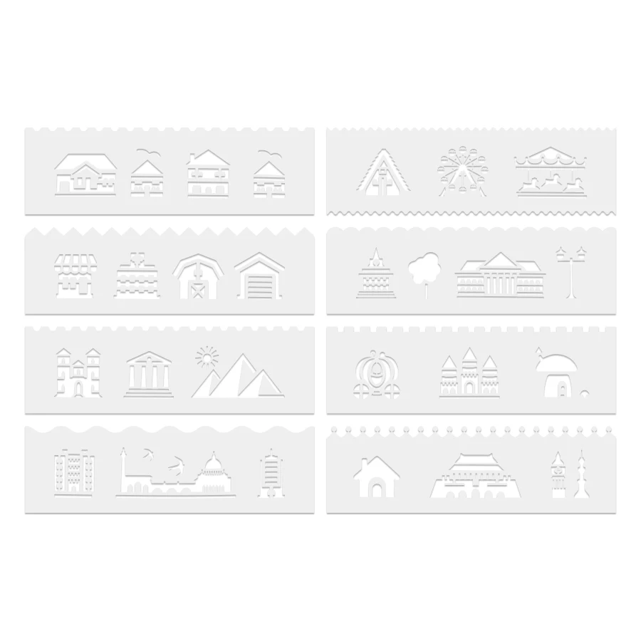 8 قطعة 7.2 بوصة مدينة معلم الحدود Stencil مجموعة قابلة لإعادة الاستخدام دهان داي قالب لمشاريع قماش الحائط الحرفية