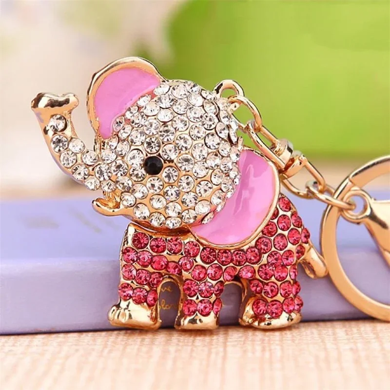Fashion Crystal Elephant Car KeyChain Alloy Key Chain Ring Holder Animal Keyring Laveros Charm Women Bag Jewelry — zdjęcie 2