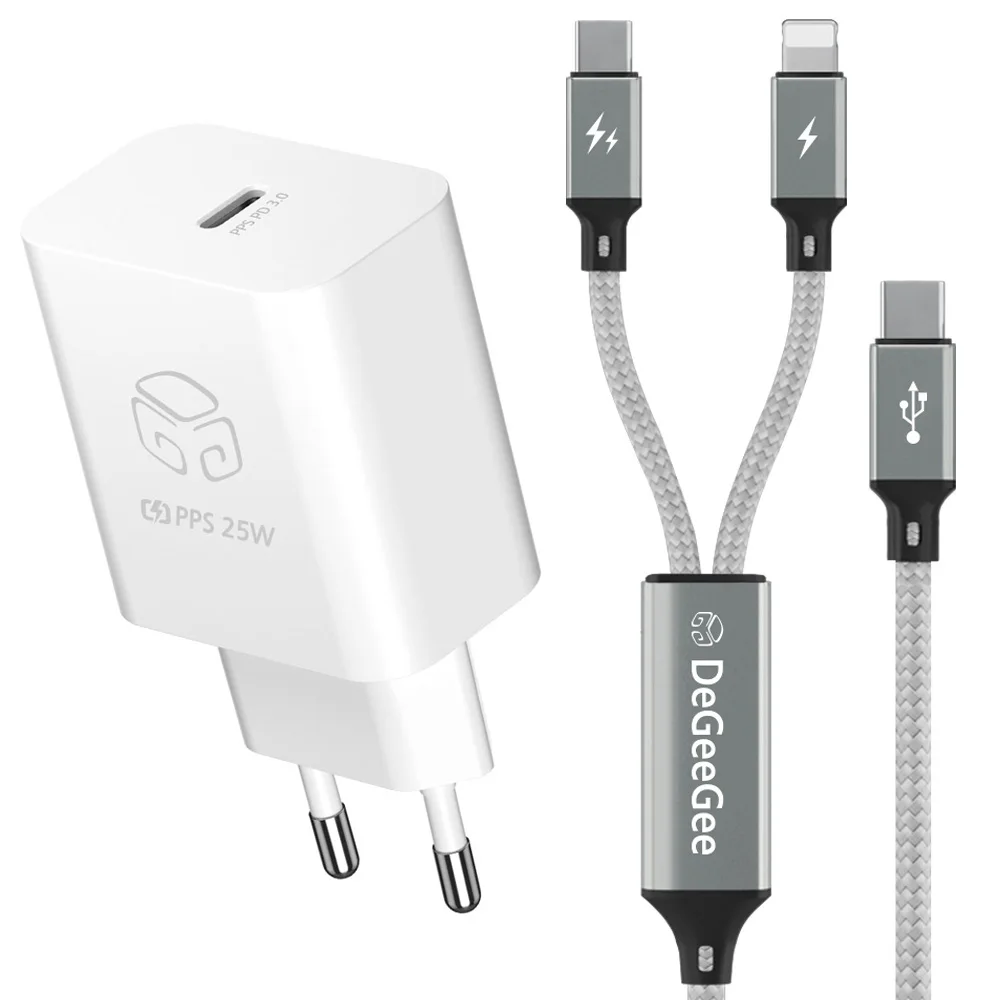 Digital support 60W PD C type 2in1 ultra fast charging cable + super fast C type charger KC certified