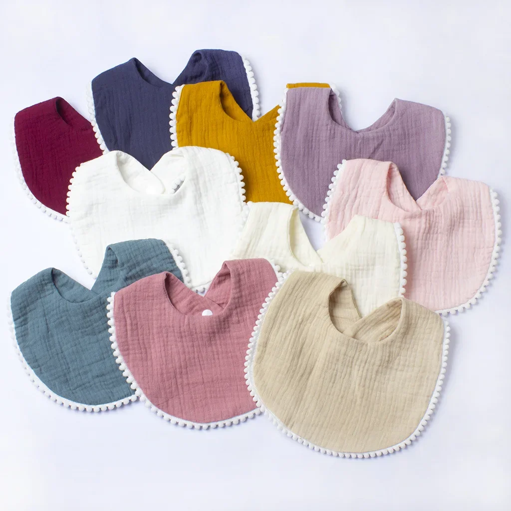 Bavoir de salive confortable en pur coton pour garçons et filles, couleur bonbon, serviette de salive en dentelle solide, fournitures pour bébés