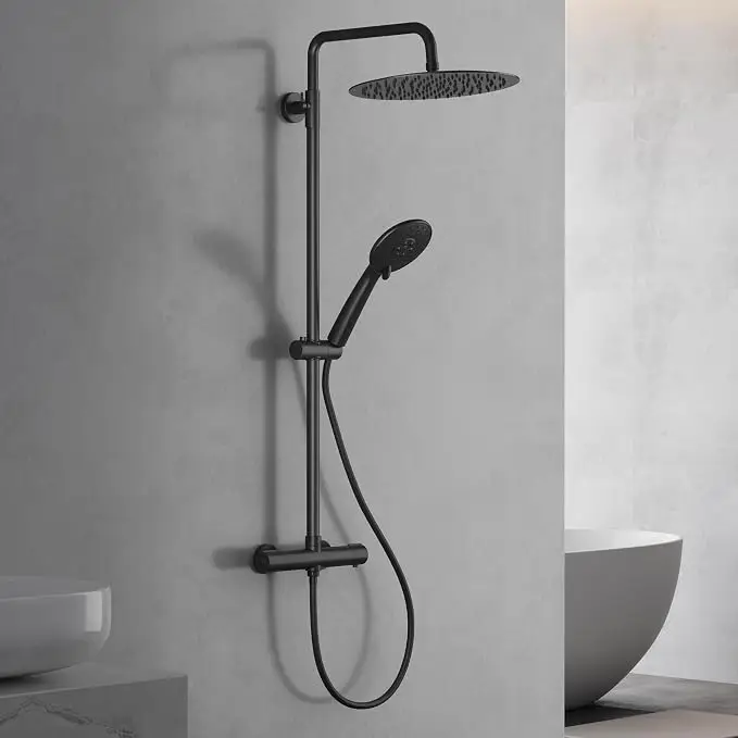 Sistema doccia termostatico con 38 ° Doccia portatile con blocco di sicurezza a 3 funzioni, staffa e binario doccia, facile da installare