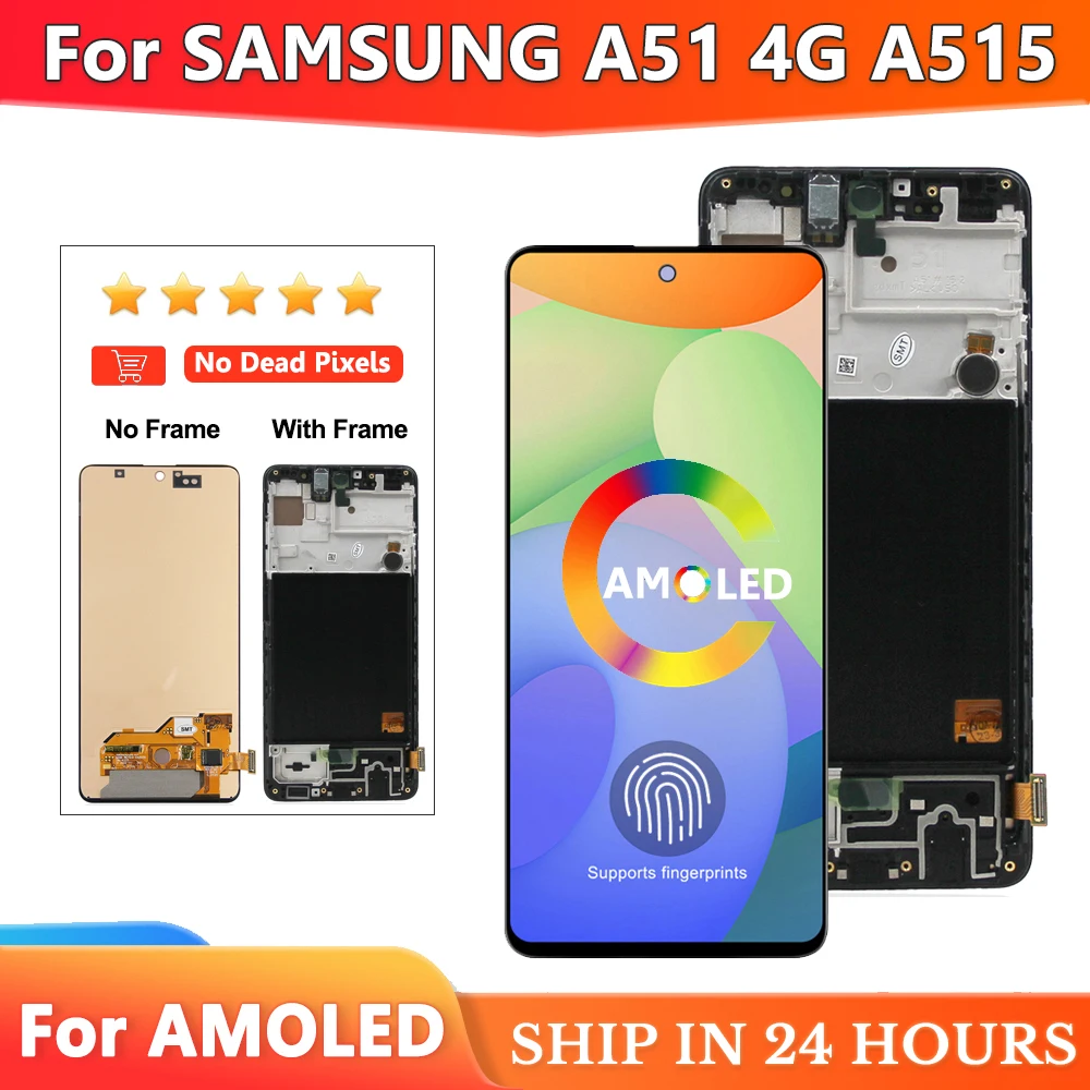 

6.5'' For AMOLED For Samsung A51 4G LCD A515 A515F A515F/DS A515FD LCD Display Touch Screen with Frame Digitizer Assembly