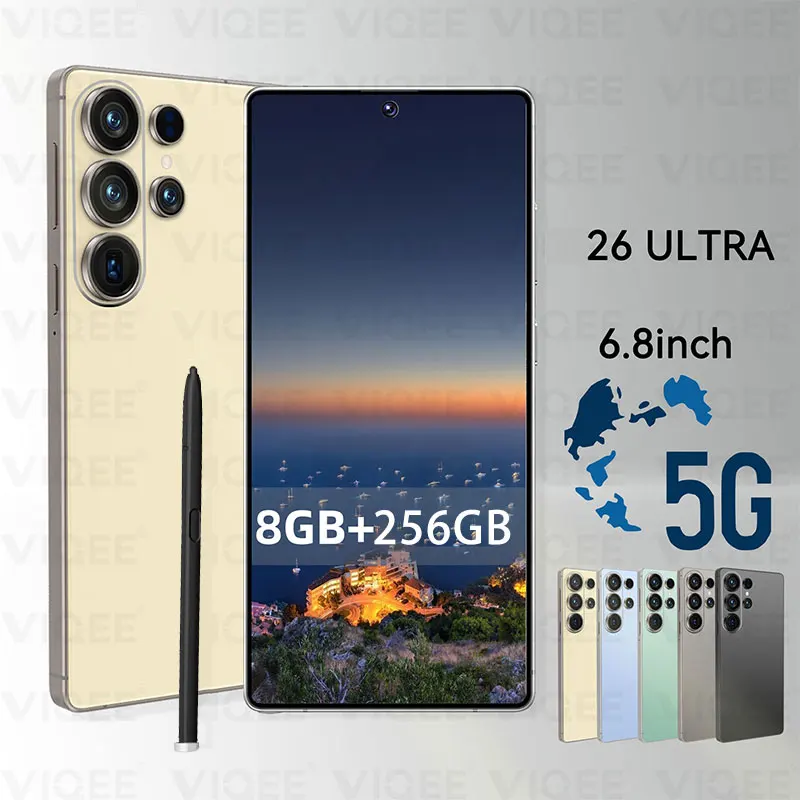 Upgrade 26Ultra Entsperrtes Android-Smartphone, 8GB+256GB Großer Speicher, 6,6-Zoll HD-Display, Schnelles Laden, Typ-C-Kabel, Kopfhörer, Hülle & Displayschutz Inbegriffen, Lange Akkulaufzeit