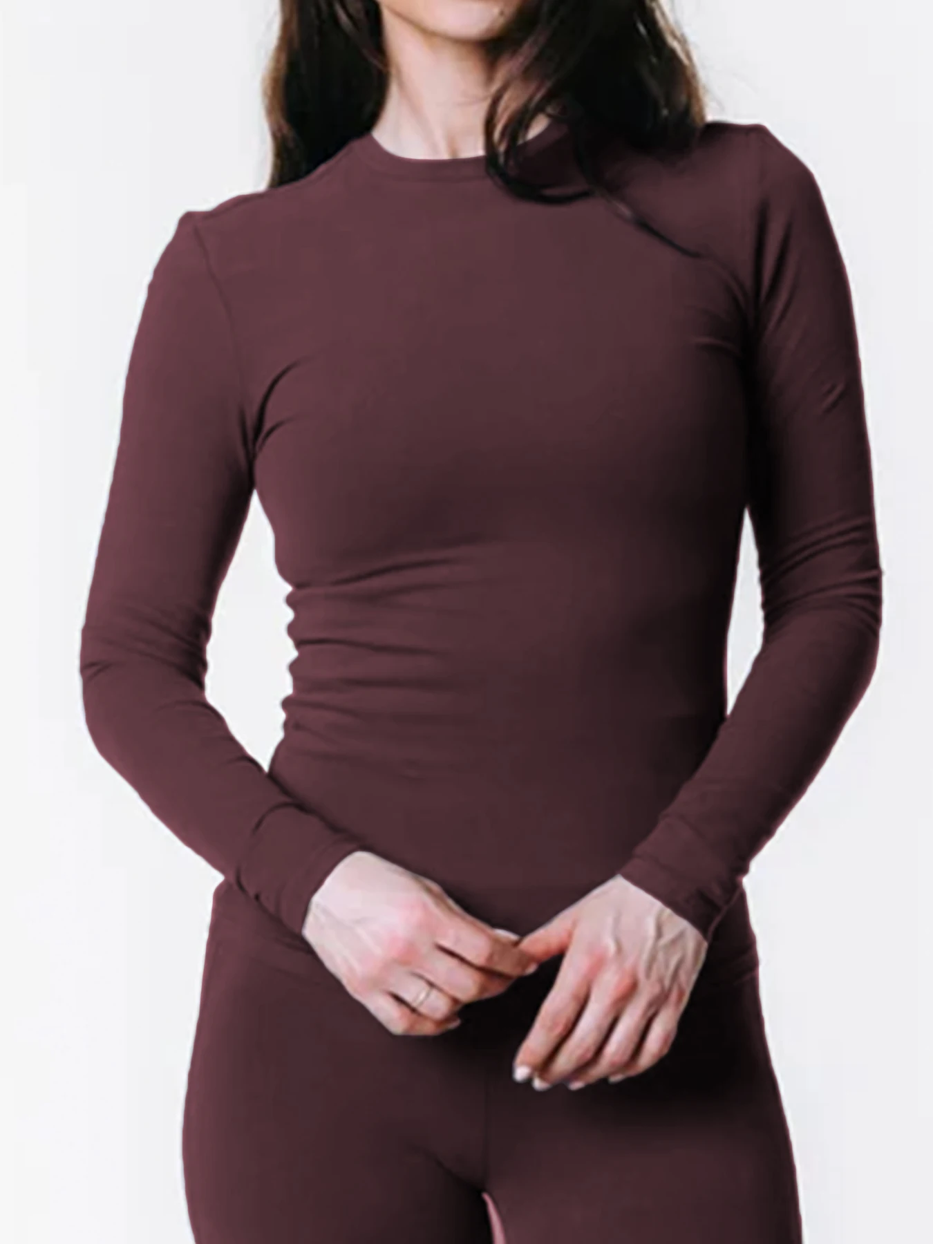 

Женская приталенная футболка с длинным рукавом, мягкая удобная ткань, идеально подходит для повседневной носки, стильный и удобный женский топ