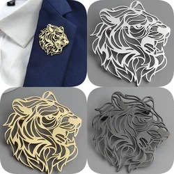 Fashion punk style tiger head hollow stainless steel gold-plated 18K brooch, black suit accessories, wedding matching set
