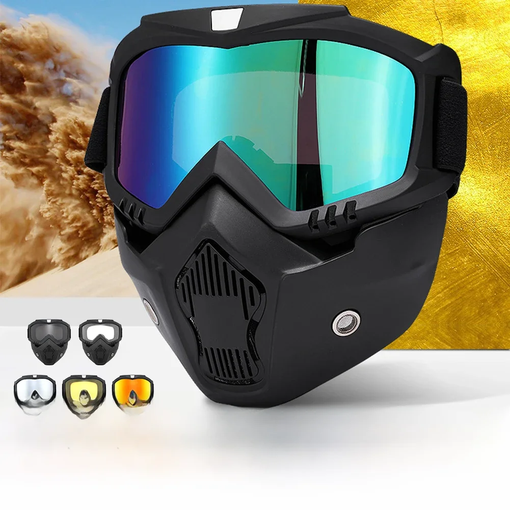 AliExpress UV400 Motocross Sunglasses Windproof Cycling Riding Skiing Goggles With Mouth Mask UV Protection Bike Motorcycle Helmet Mask