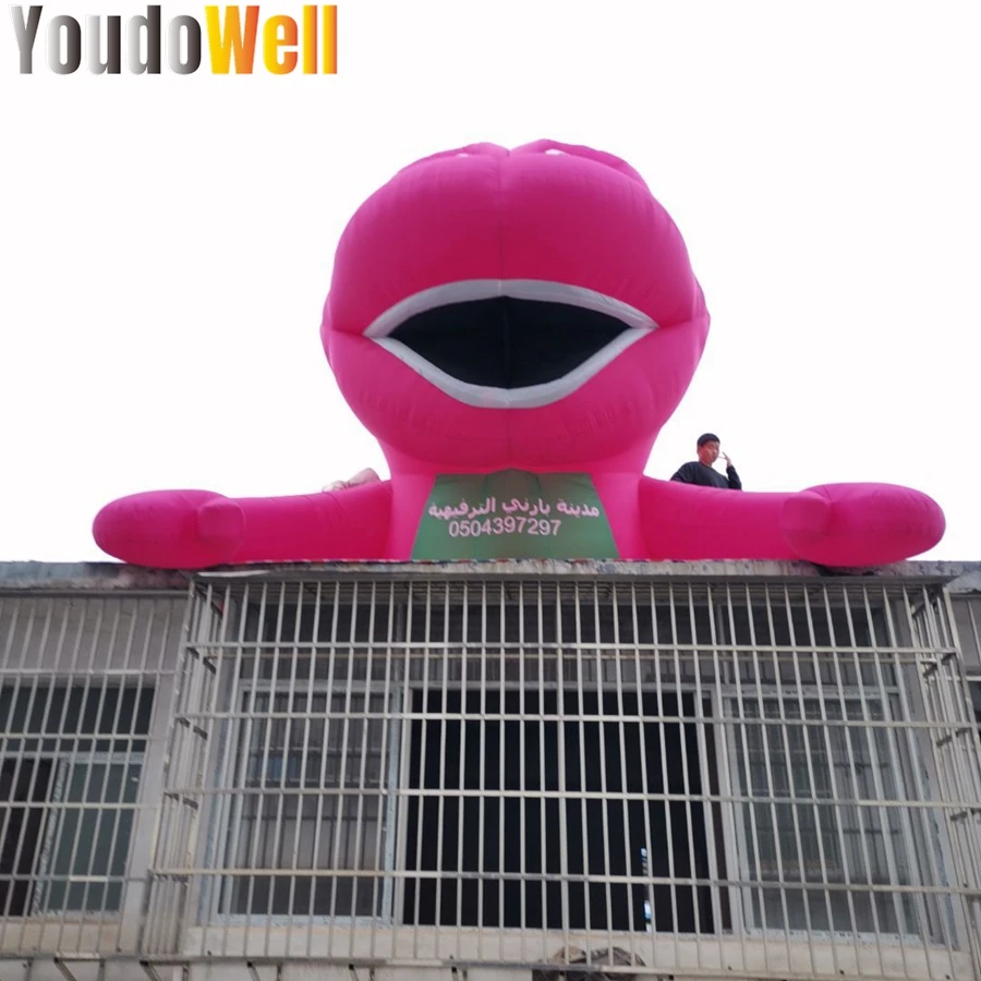 Large Ground-Lying Pink Cute Inflatable Dinosaur Head For Shopping Mall Building Holiday Decoration