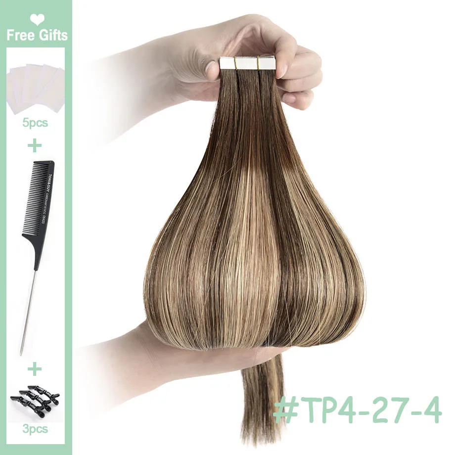 Tape in Hair Extensions Human Hair 12-24inch Seamless Straight Remy Human Hair Extensions PU Tape in Human Hair Extensions 40Pcs