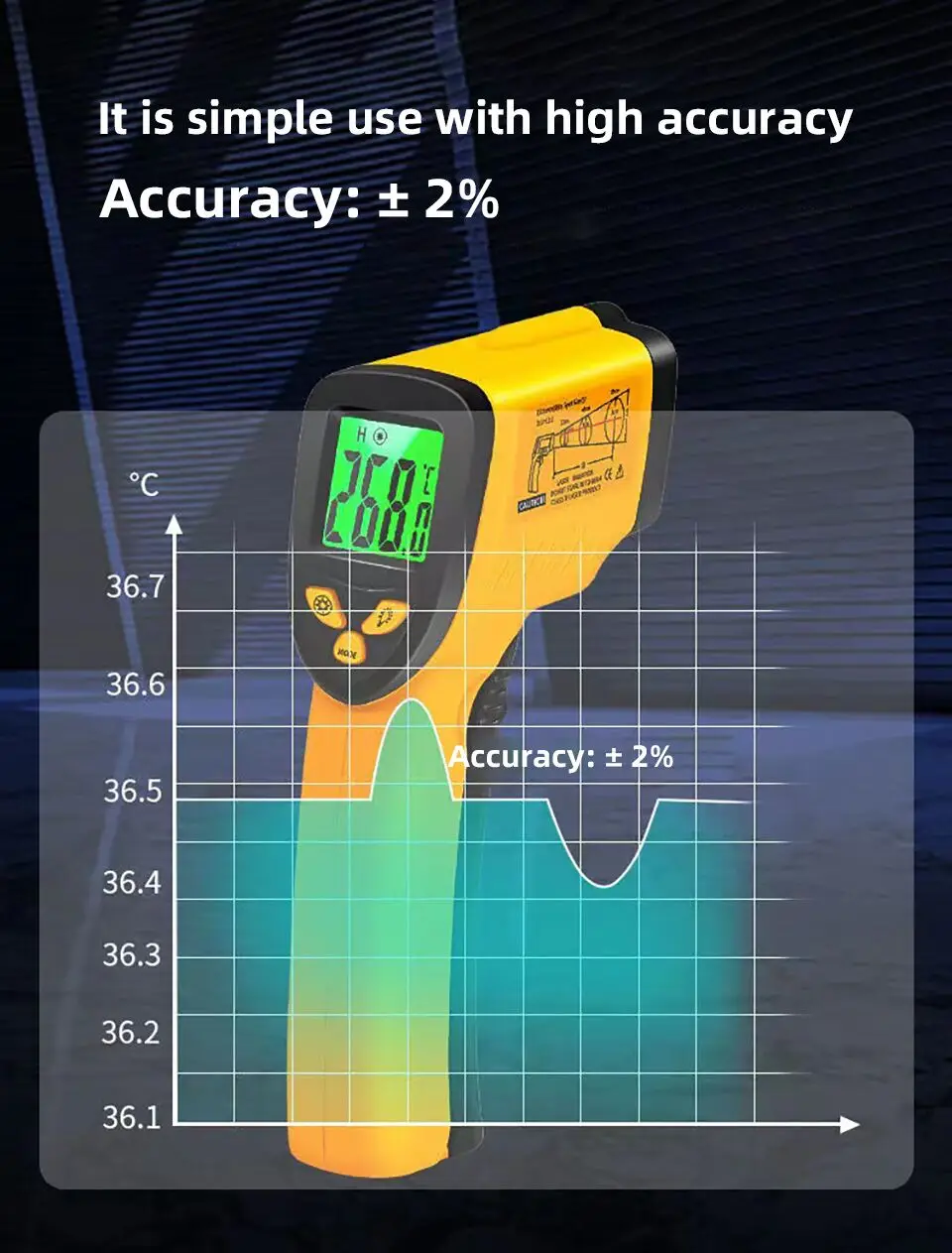 BSIDE H1 Infrared Thermometer Non-Contact Digital Laser Temperature Gun -58℉-1022℉ (-50℃-550℃) for Pizza Oven Meat Grill Engine