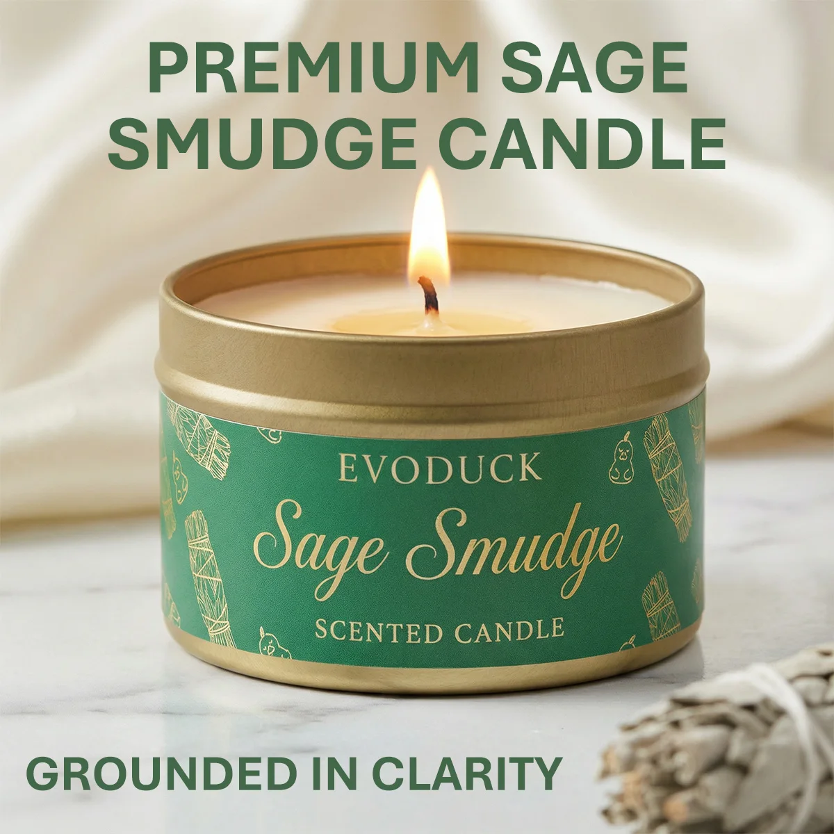 Sage Smudge Scented Candle Premium Sage Smudge Purify Elevate Energy Cleansing Candle for Meditation Winter Gifts Gift For Woman