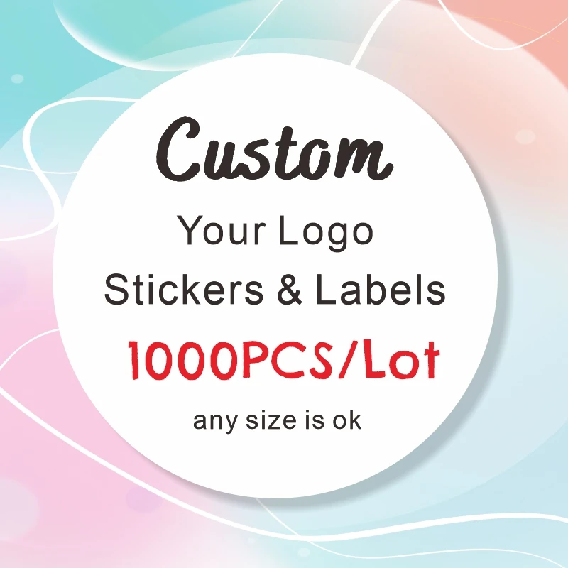 1000PCS Custom Stickers Customized Logo Packaging Labels Personalized Wedding Birthday Baptism Stickers Design Your Own Stickers