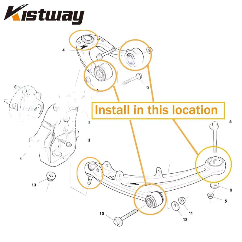 Front Upper Lower Control Arm Bushing Kit For Aston Martin DB9 DBS RAPIDE V8 Vantage V12 Vantage Virage 4G433084BE