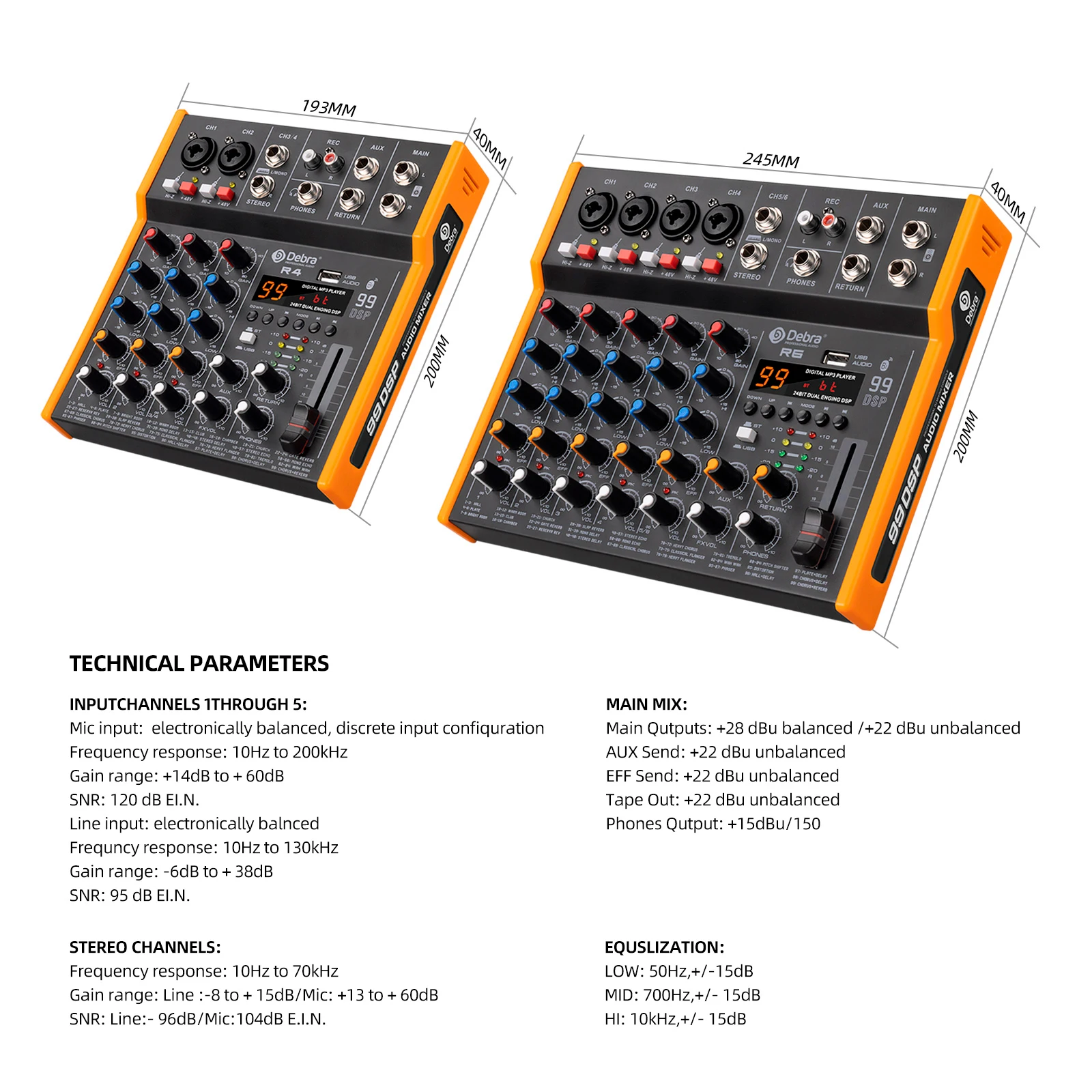 جهاز تحكم دي جي لخلط الصوت من Debra ، ستيريو خلط الصوت ، R4 ، R6 ، 99DSP ، 48V ، مخرج ، بطاقة صوت من النوع C للخلط المباشر ، تسجيل الكمبيوتر